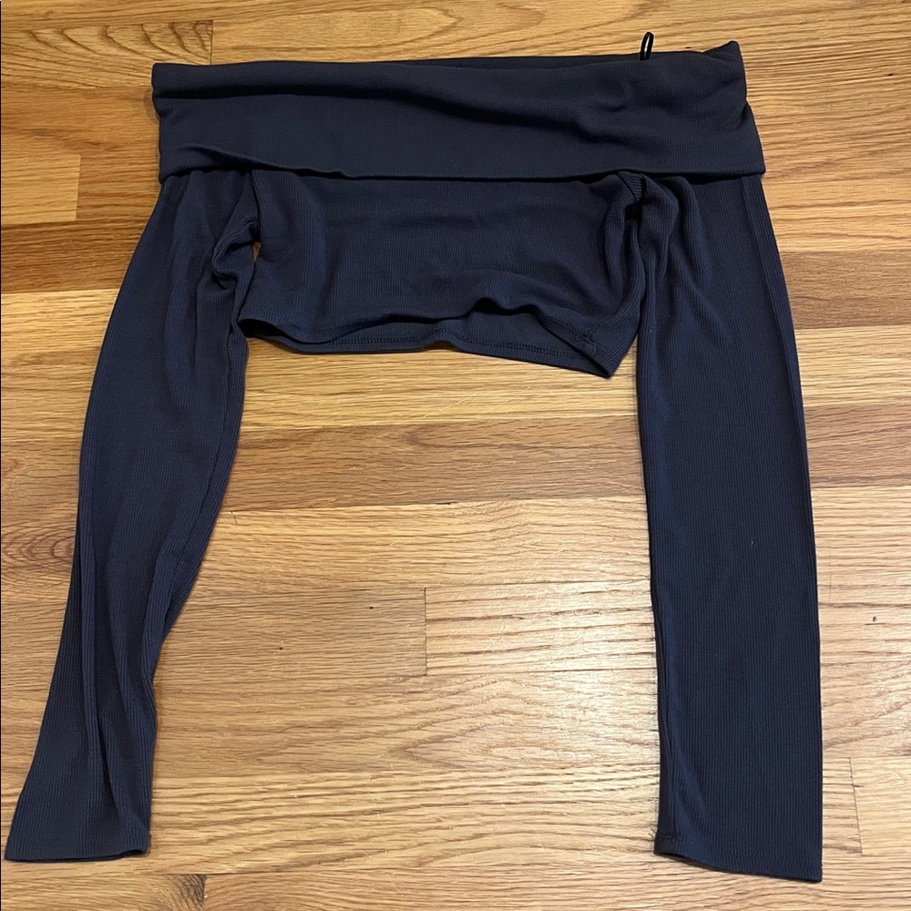 Garage Dark Grey Fold Over Crop Top